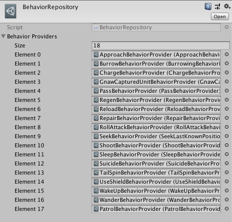 Exemplar BehaviorRepository inspector